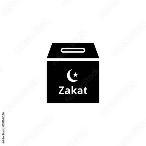 Zakat donation box icon, isolated on transparent background, representing charity and Islamic giving