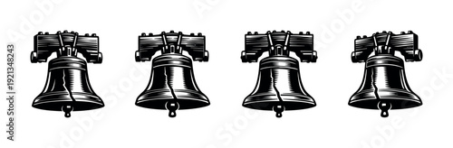 Liberty bell vector icons set. independence symbols, historic bell illustrations