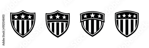 Shield symbols vector icons set. emblem badge collection. heraldic signs