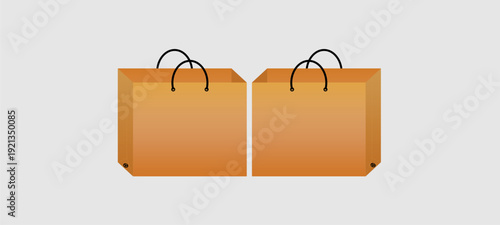 Kraft Paper Shopping Bag Mock up Vector with Black Handles