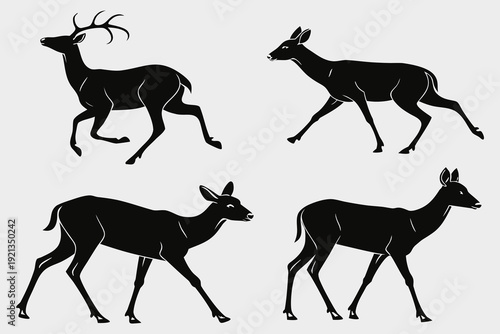 “Running Horse Silhouettes Set  Black Stallion Vector Illustration Collection”