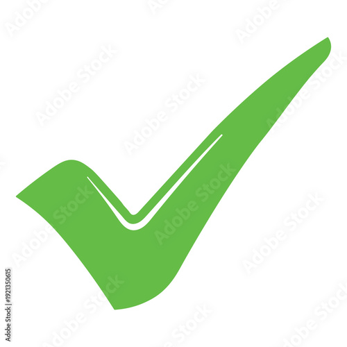A bright green checkmark symbol used for indicating correct or right