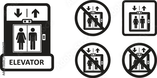 Elevator signs indicating occupancy limits and usage rules