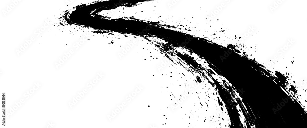 Naklejka premium Vector dynamic tire tracks black tire tracks grunge texture on white background