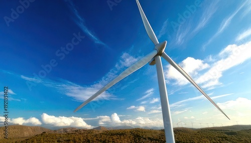 Wind Turbine Against a Blue Sky - Sustainable Energy Generation.