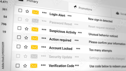 Schilderij op canvas Security and Account Email Scrolling List