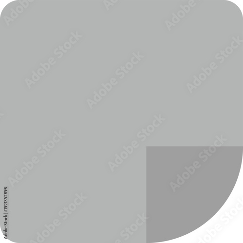 A gray square with a curved corner and subtle shading