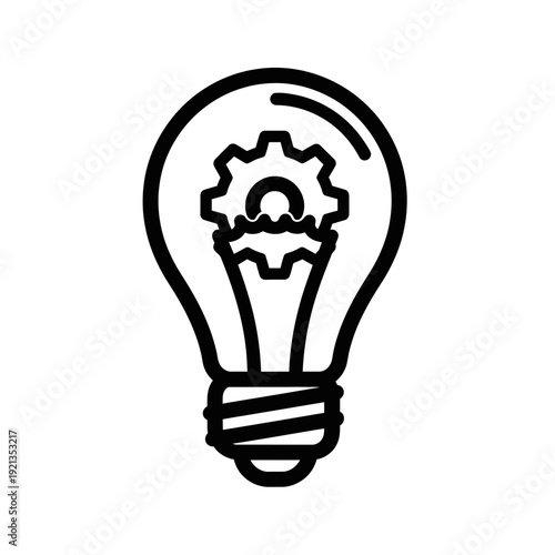 Creative Engineering Idea: Light Bulb with Internal Gear Symbolizing Innovation and Process