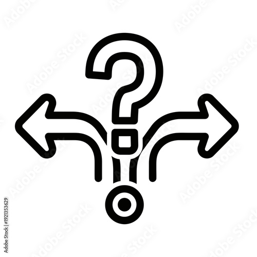 Question Mark with Branching Arrows Symbolizing Choice, Decision, and Multiple Directions