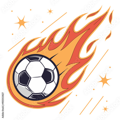 “Burning Soccer Balls  Fire Football Sports Action Vector Illustration”