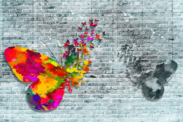 Fototapete Schmetterlinge im Grunge Grunge Schmetterling Künstlerische Textur  © sushma