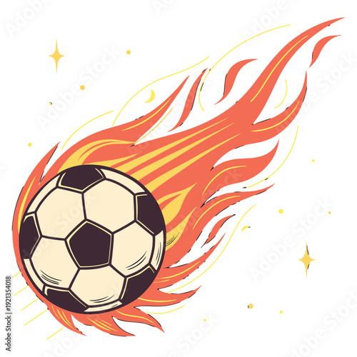 “Burning Soccer Balls  Fire Football Sports Action Vector Illustration”