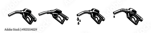 Gasoline pump vector icons set. fuel nozzles collection. petrol symbols.