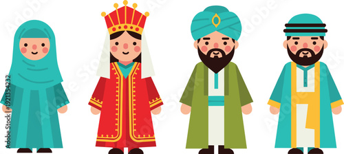 Middle Eastern attire silhouette icon set, cultural clothing illustration, vector graphic, heritage tradition symbol, flat vector