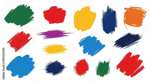 Vibrant colorful brush strokes on white background.