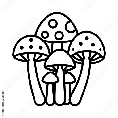A Professional Microbiology Fungi Icon Symbol, Showcasing Organic Mycology and Digital Mushroom Mould Spore Growth Biology Laboratory Nature.