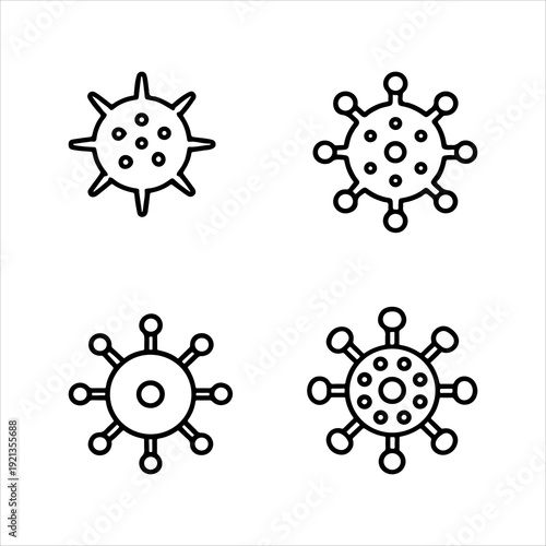 A Professional Scientific Virus Icon Symbol, Showcasing Microbiology Infection and Digital Pathogen Disease Medical Healthcare Pandemic Biology Laboratory.