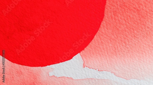 A vibrant red circle on a textured background creates an abstract watercolor effect, ideal for use in modern art projects, graphics, or as a background for promotional materials,