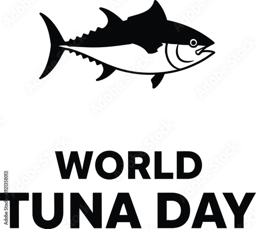 Tuna fish silhouette for World Tuna Day celebration on white background