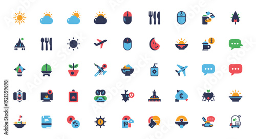 A bright vector illustration of colorful numbers designed as simple icons for web, app, and digital interface use