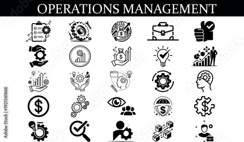 Operations Management Line Icons Vector Set