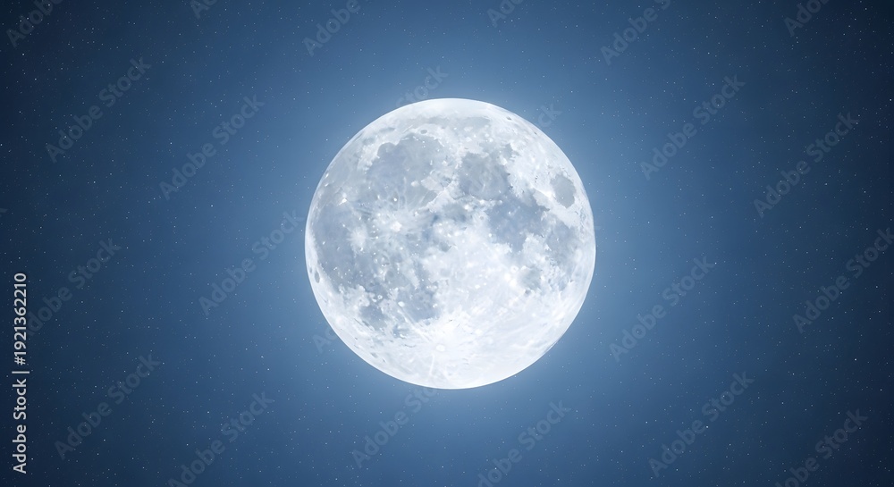 Fototapeta premium A full moon shines brightly in the dark night sky, illuminating the celestial expanse with its ethereal glow