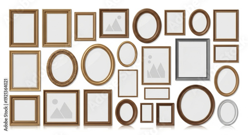 Collection of assorted picture frames.
