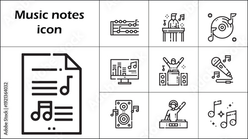 music notes icon on transparent background