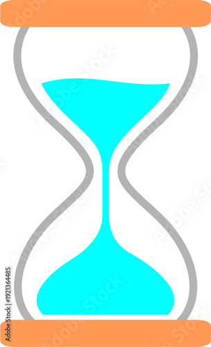 Hourglass Vector Icon with Blue Sand Flowing, Representing Time and Urgency