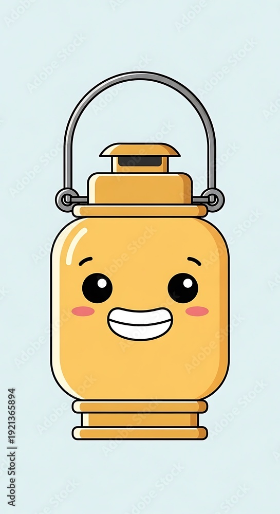 Obraz premium Smiling Cartoon Lantern with Handle.