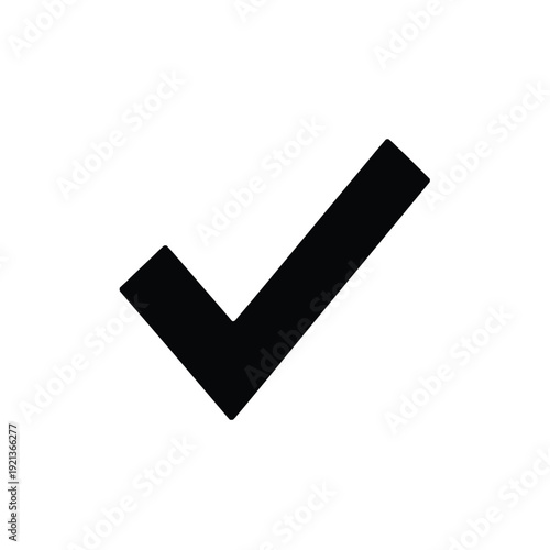 Bold black checkmark symbol for approval and confirmation
