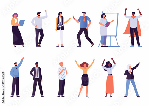 Diverse group of people presenting celebrating and working collaboratively