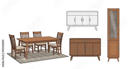 Dining Table Chairs Furniture Set.