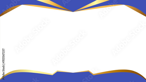 Elegant Blue and Gold Decorative Border with a Whimsical, Artistic Flair and a Clean White Canvas for Text or Images