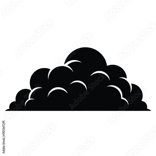 Bold black cloud silhouette on white background