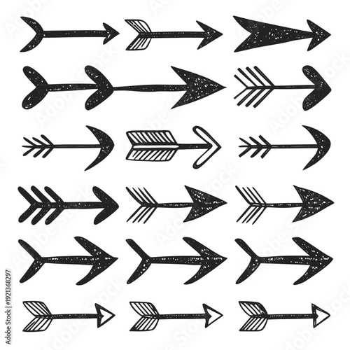 A collection of various black arrow icons on a white background Vector