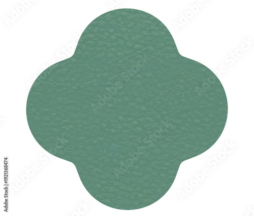 Green leather decorative badge shape with natural grain texture