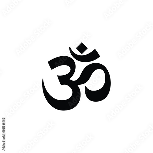 Elegant Om symbol in black on white background for spiritual designs