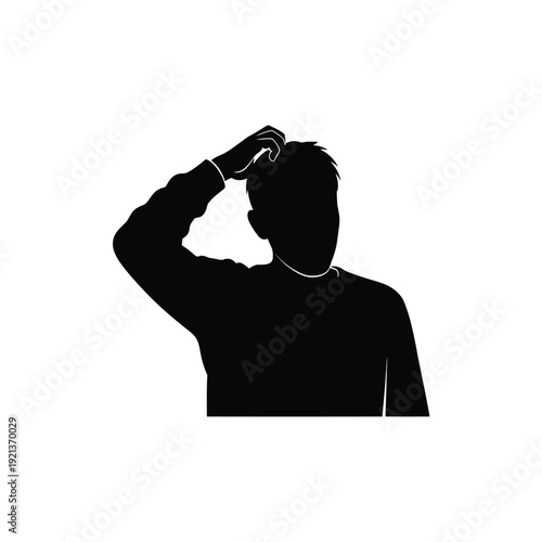 Silhouette of a man with hand on head in contemplation