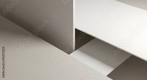 Wallpaper Mural Abstract Geometric Forms in White and Beige Torontodigital.ca