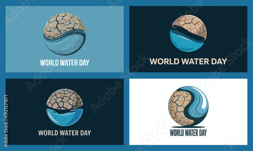 World Water Day Poster Set Global Water Conservation Awareness Illustration Collection