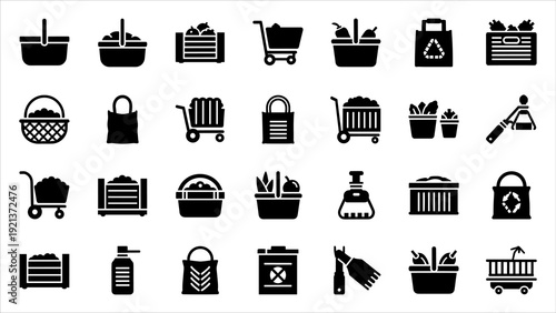 Collection of Various Shopping Icons and Symbols in a Grid Layout