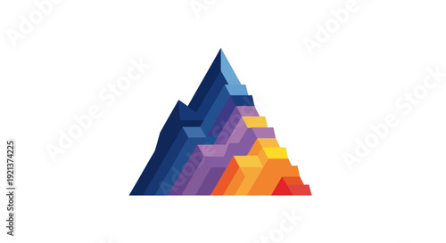 Colorful Abstract Geometric Mountain Ascent with Gradient Layers, Symbolic Growth and Achievement