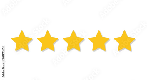 Five Yellow Stars Rating System Concept, Customer Feedback and Evaluation