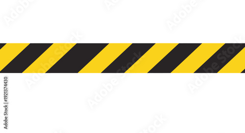 Black and Yellow Diagonal Pattern Caution Warning Tape on White Background