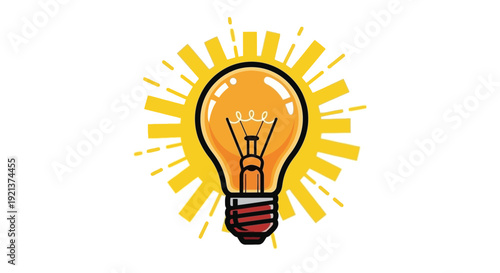 Bright Idea Light Bulb Radiating Energy and Innovation Symbol