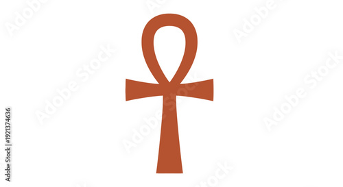 Ancient Egyptian Ankh Symbol of Life, Stylized Hieroglyph Icon in Copper Hue