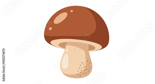 Charming Brown Mushroom Vector Illustration with Subtle Speckle Details