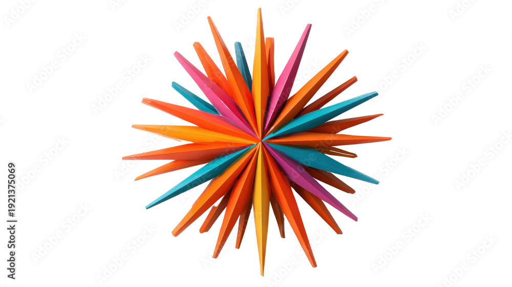 Obraz premium Colorful abstract starburst geometric shape modern 3D design vibrant creative illustration high resolution