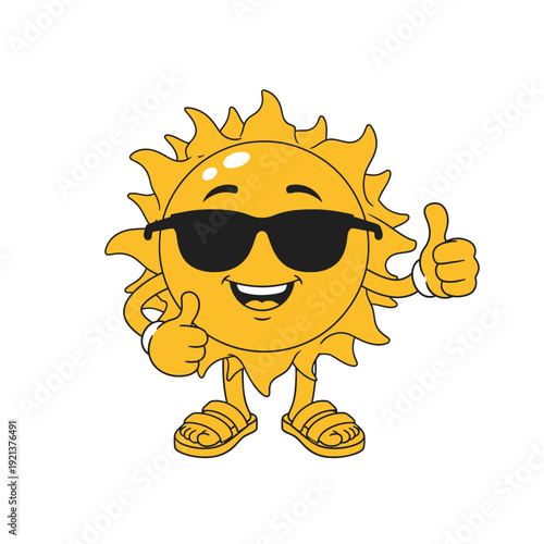 Cartoon Sunshine Character with Sunglasses Illustration

